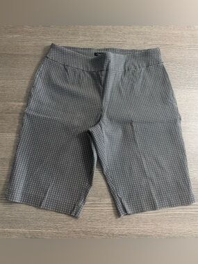 Counterparts Women’s Bermuda Shorts Pull On Sz 14 Black White Geometric Stretch
